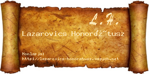 Lazarovics Honorátusz névjegykártya
